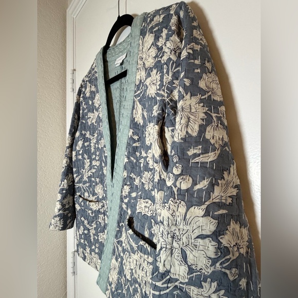 J.Jill Pure Jill Kantha Quilted Floral Open Front Jacket Size XS - Picture 4 of 8